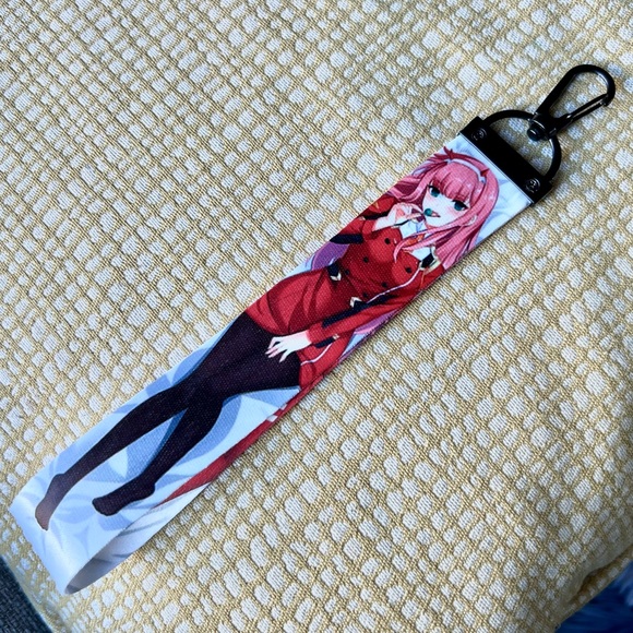 Handmade Anime Darling Franxx Zero Two Wristlet Lanyard Keychain - Picture 1 of 4